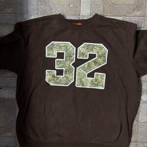 Brown Sweater with Camouflage Number Design